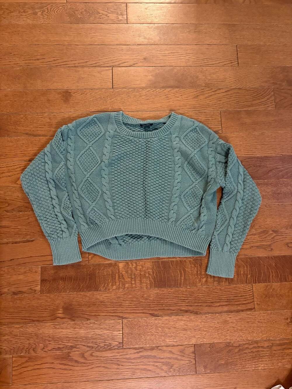 Wild Fable Green Cable Knit Crop Sweater Size S